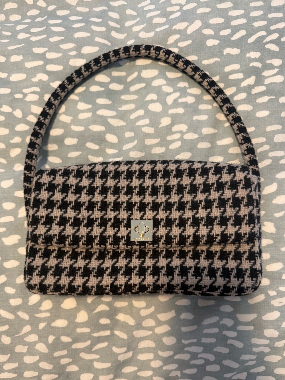 Anine Bing Black & Cream Houndstooth Shoulder Bag